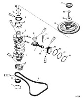 Коленчатый вал, поршни и шатуны 4-Х ТАКТНОГО ПЛМ MERCURY 100 Серийный номер от 1B366823 и выше